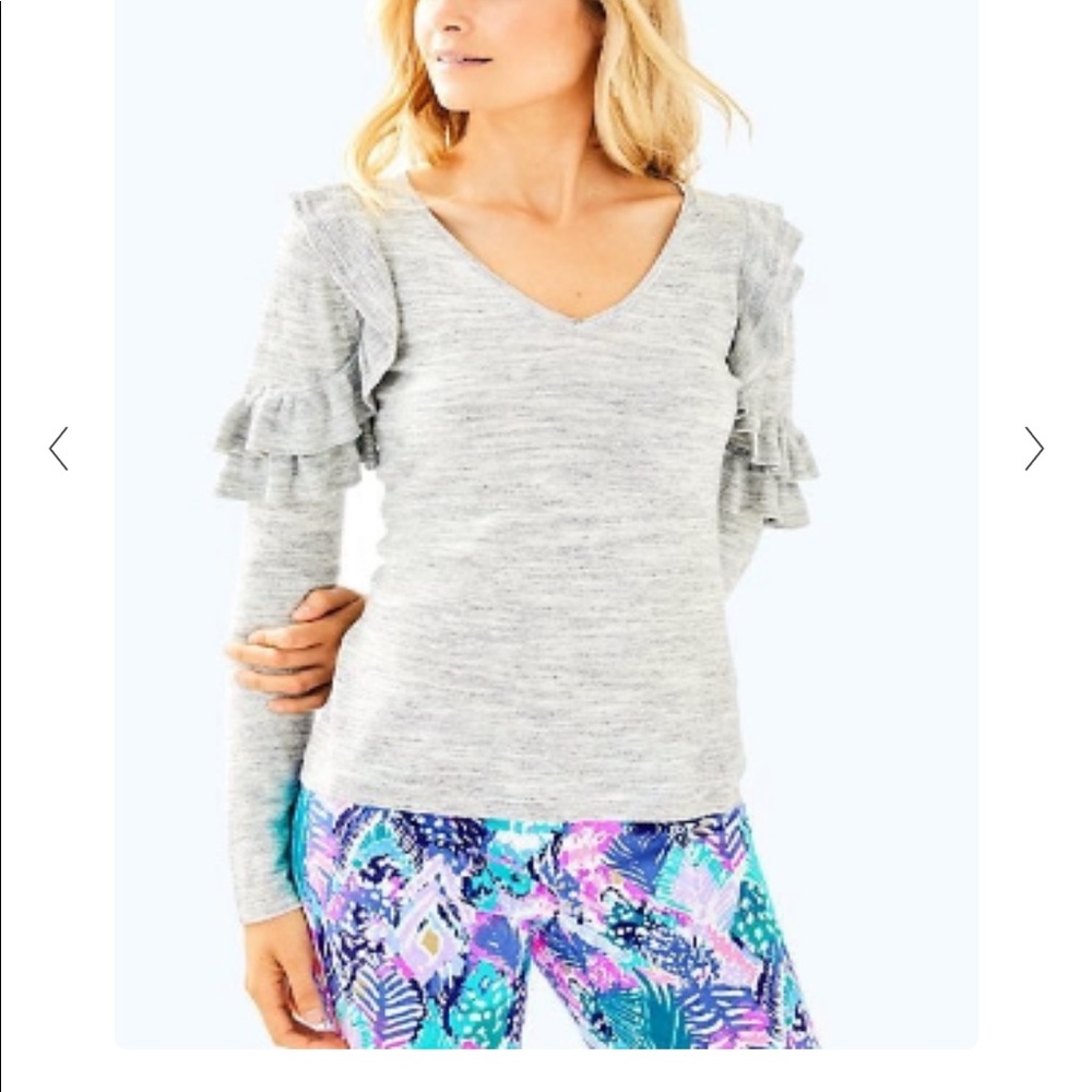 Lilly Pulitzer Fresca sweater in Seaspray grey space dye size M